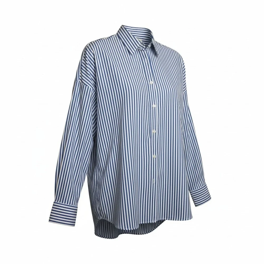 LE SARTE PETTEGOLE Striped Button Down Shirt Blue White Women's size 6 NWT $290 - Picture 4 of 9